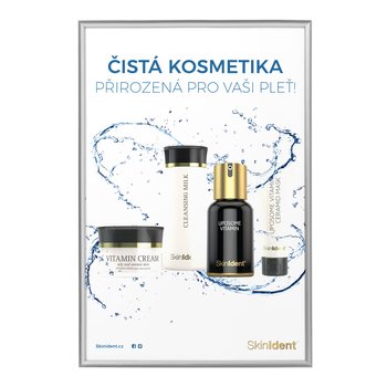 Plakát SkinIdent - Čistá kosmetika (stříbrný rám)