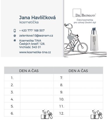 VIZITKA/NAVŠTÍVENKA s věrnostním programem DR. BAUMANN 100 ks VIZITKA/NAVŠTÍVENKA s věrnostním programem DR. BAUMANN 100 ks