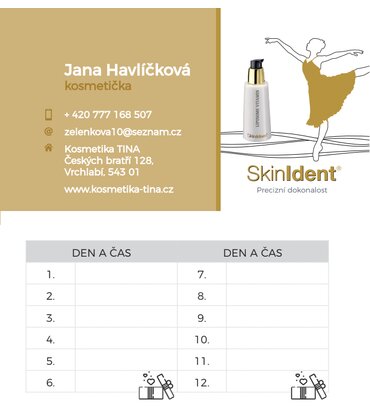 VIZITKA/NAVŠTÍVENKA s věrnostním programem SkinIdent 100 ks VIZITKA/NAVŠTÍVENKA s věrnostním programem SkinIdent 100 ks