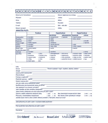 ANALÝZA PLETI - KARTOTEČNÍ LIST 20 Ks